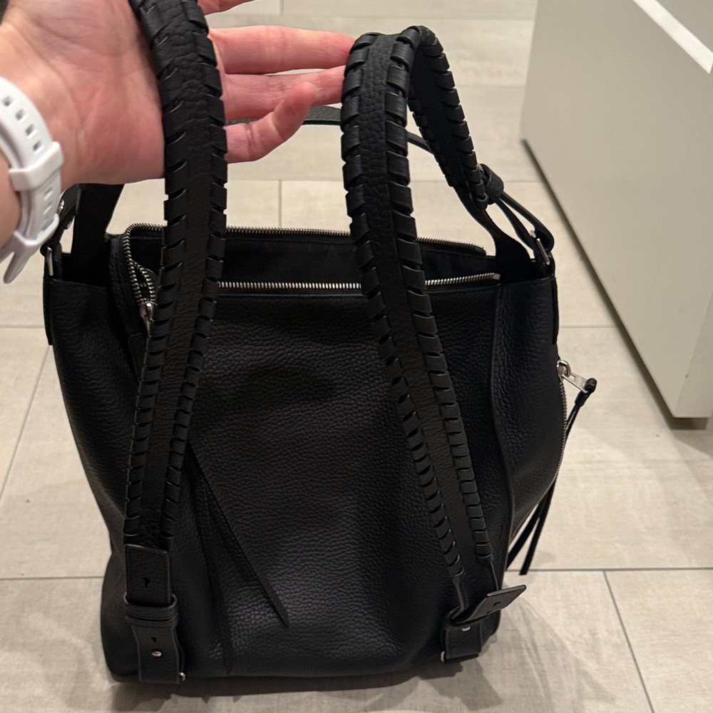AllSaints Black Leather Kita convertible backpack - Picture 2 of 11